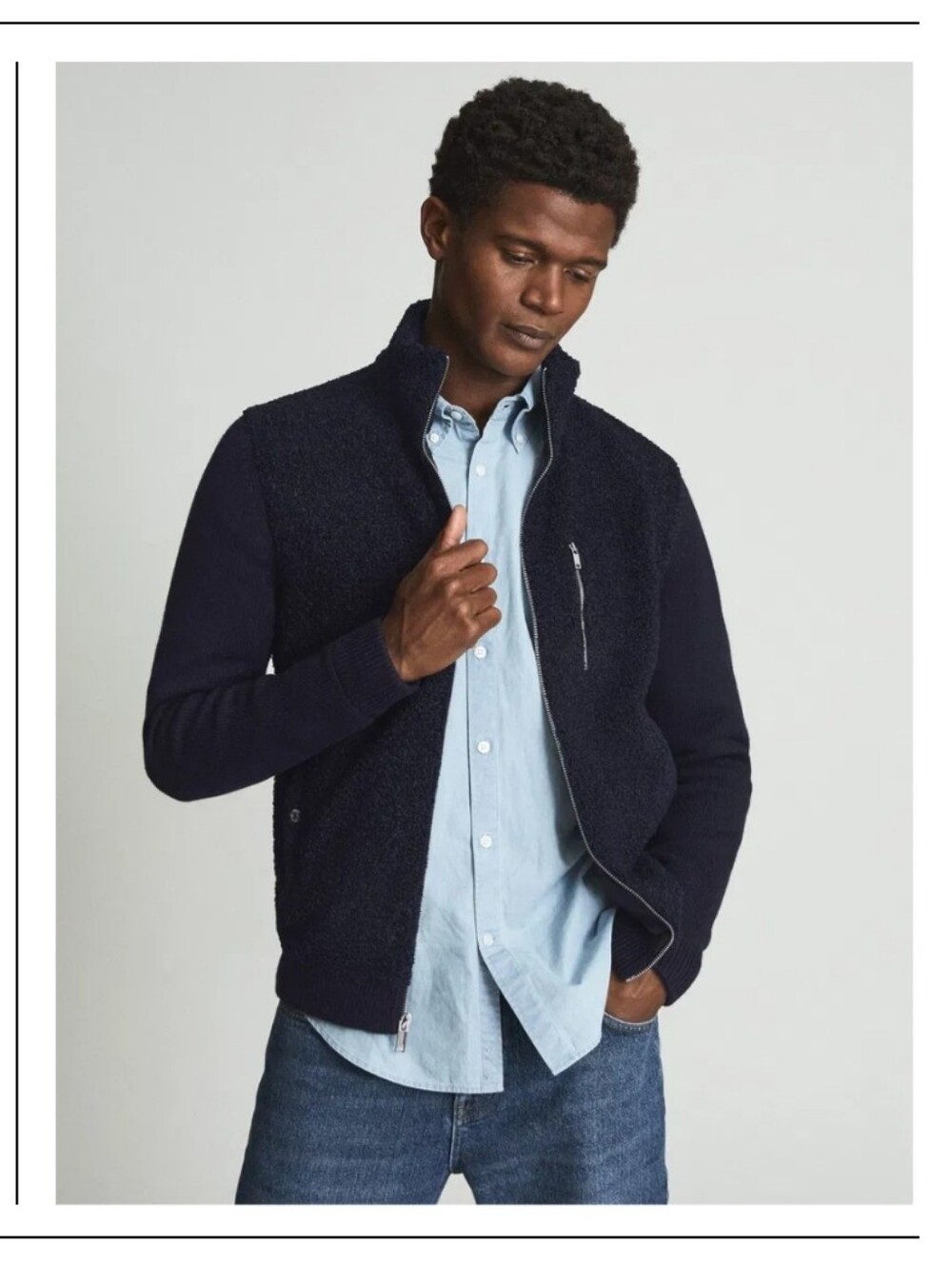 REISS Lamb Sherpa Zip Through Jacket Size Medium